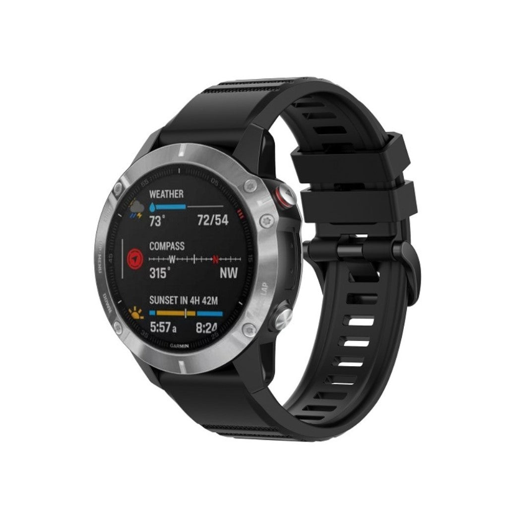 Meget fed Garmin Fenix 6 Silikone Rem - Sort#serie_1