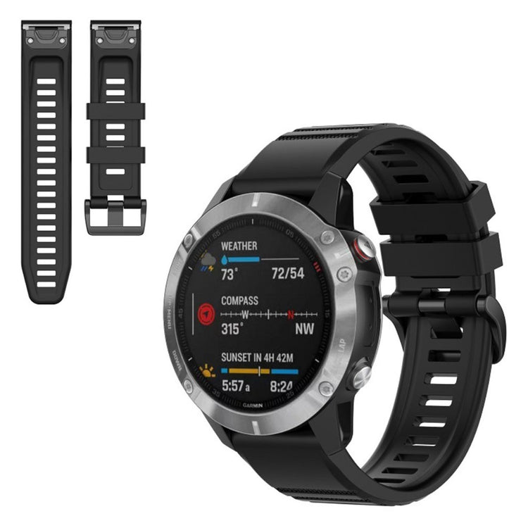 Meget fed Garmin Fenix 6 Silikone Rem - Sort#serie_1