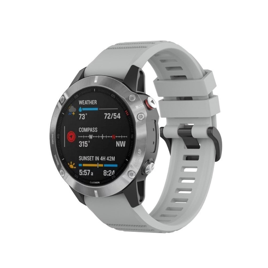 Meget fed Garmin Fenix 6 Silikone Rem - Sølv#serie_8