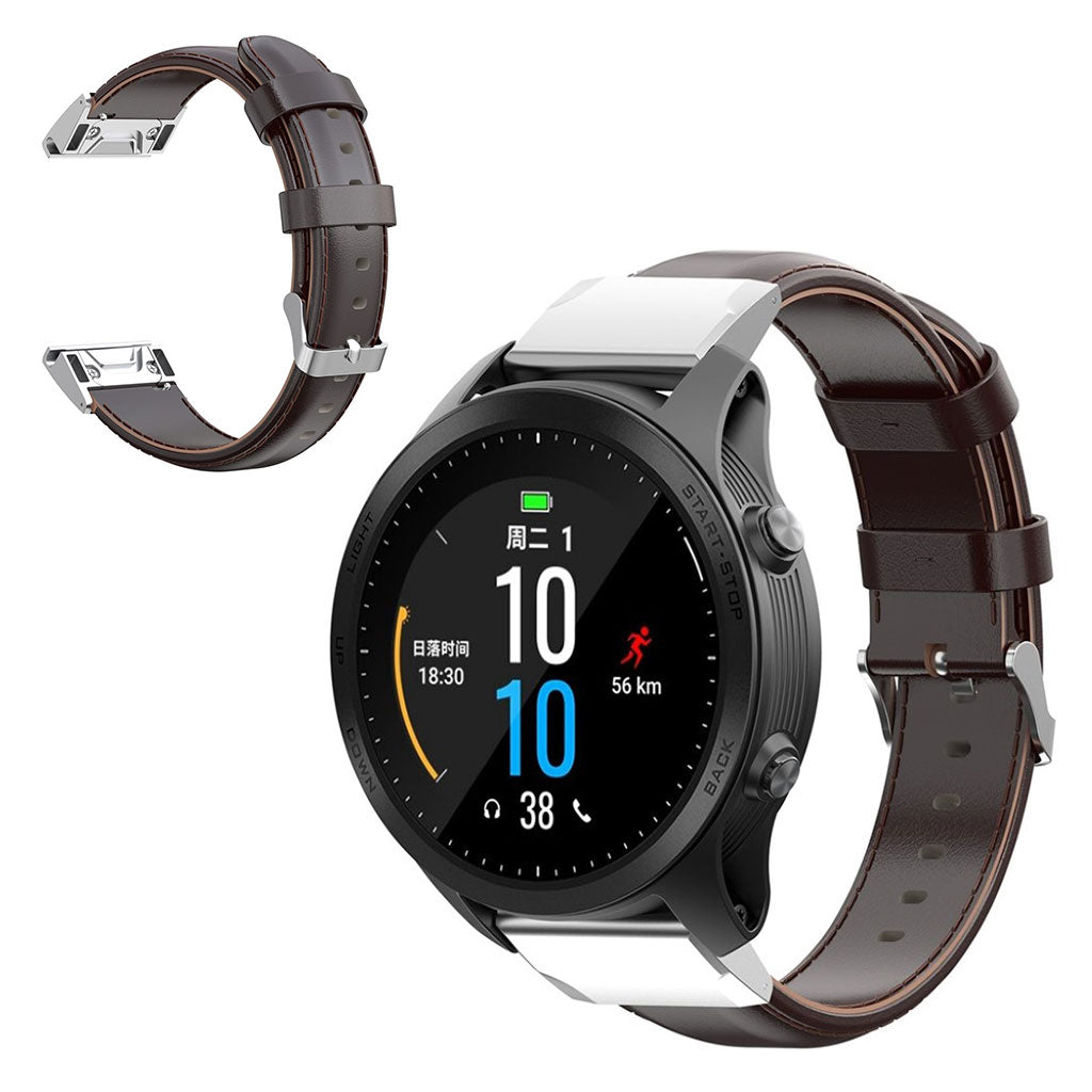 Meget godt Garmin Fenix 6X Pro Ægte læder Rem - Brun#serie_7