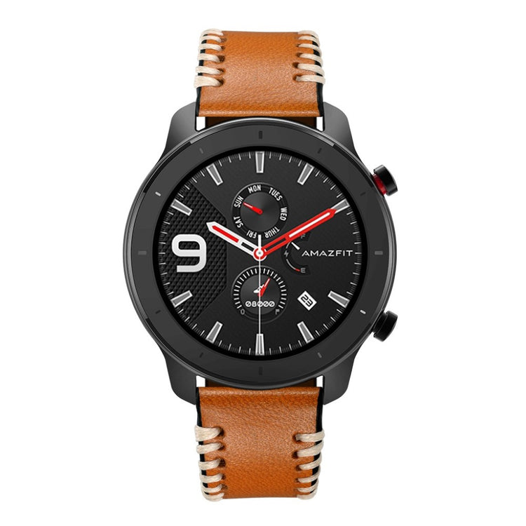 Meget godt Amazfit GTR 42mm Ægte læder Rem - Brun#serie_2