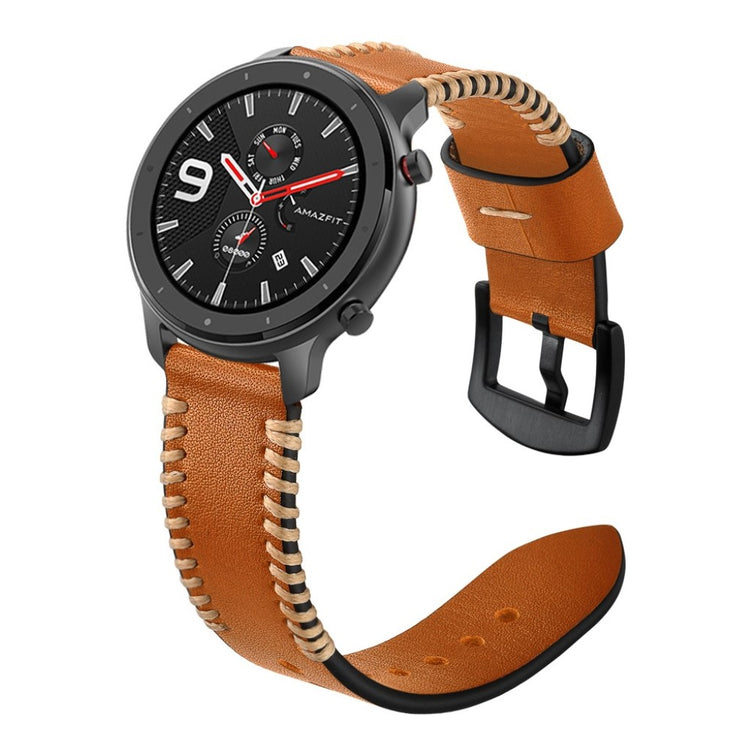 Meget godt Amazfit GTR 42mm Ægte læder Rem - Brun#serie_2