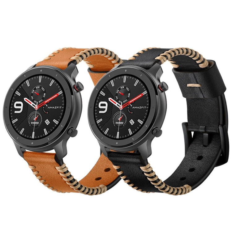 Meget godt Amazfit GTR 42mm Ægte læder Rem - Brun#serie_2